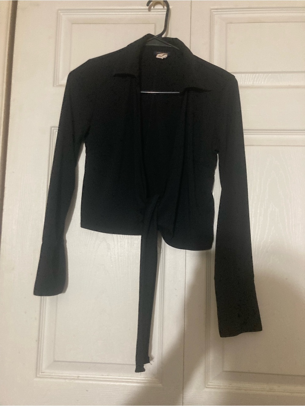 Black Long Sleeve Wrap Top S